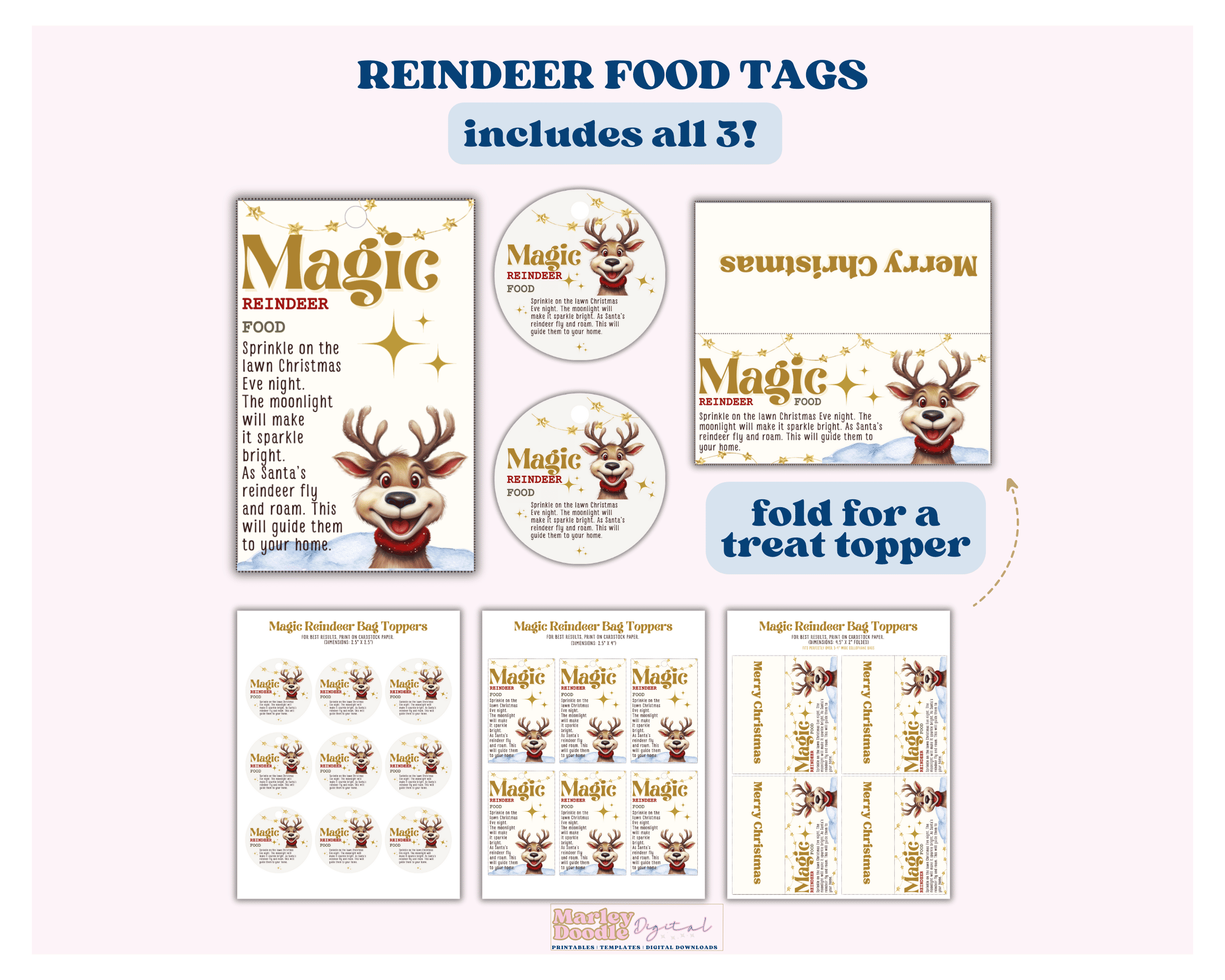 Printable Magic Reindeer Food Tags Marley Doodle Digital