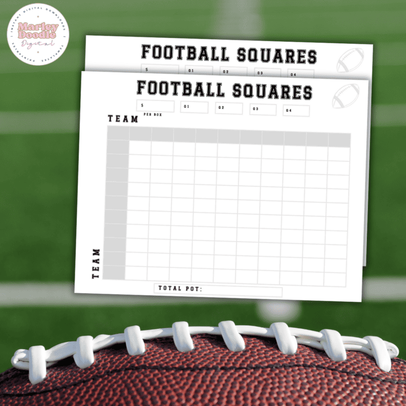 Free Printable Football Squares 100 Grid Template - Marley Doodle Digital