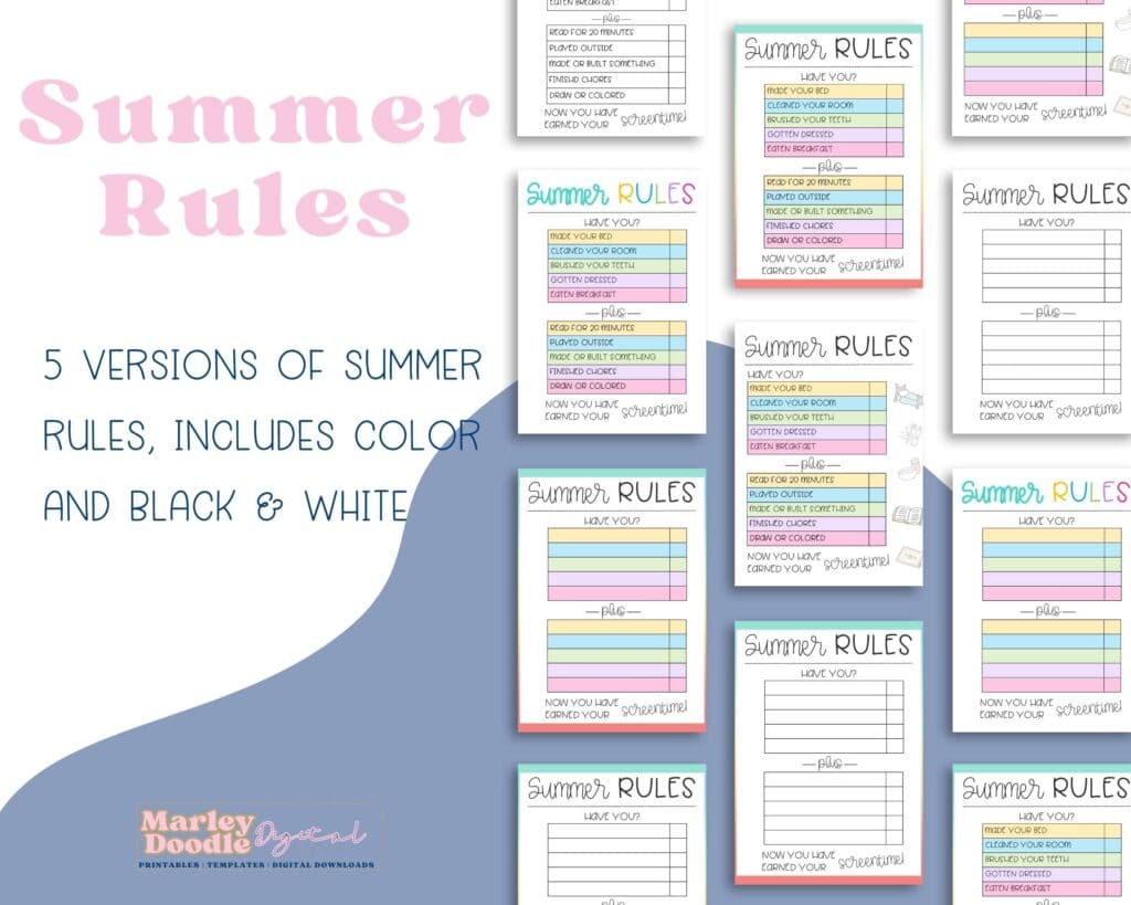 Simple Free Printable How to Earn Screen Time Chore Chart - Marley ...