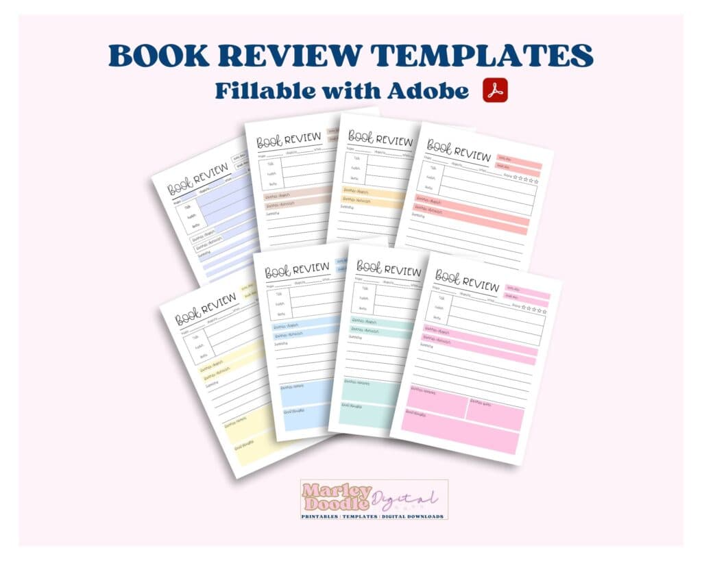 Book Review Template - Marley Doodle Digital