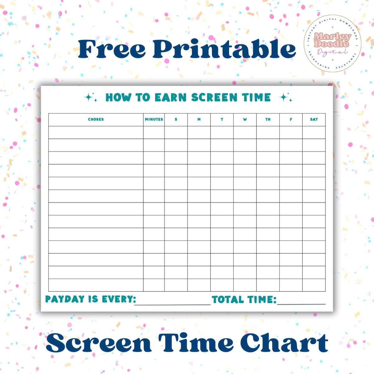 Simple Free Printable How to Earn Screen Time Chore Chart (2024)