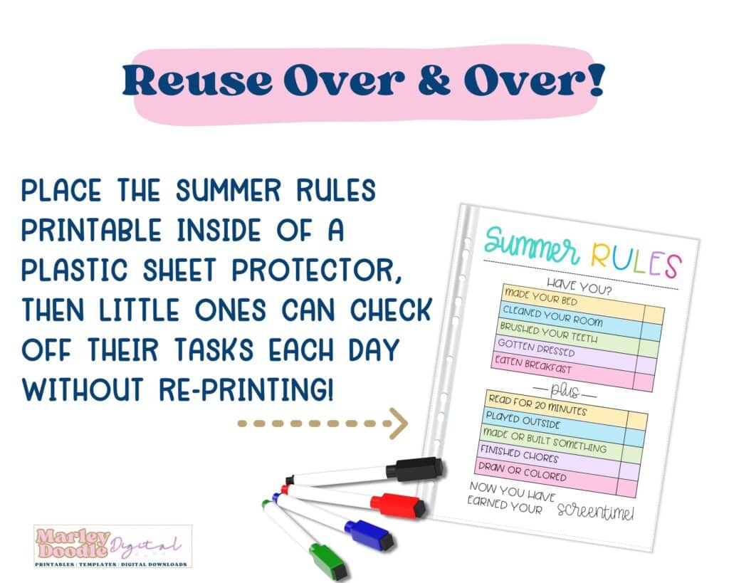 Simple Free Printable How to Earn Screen Time Chore Chart - Marley ...