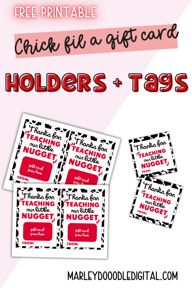 Free Printable Chick Fil A Gift Card Holder &amp; Tags - Marley Doodle Digital