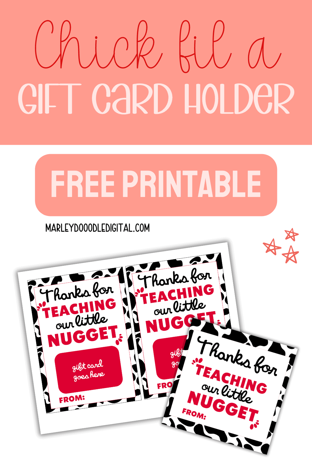 Free Printable Chick Fil A Gift Card Holder &amp; Tags - Marley Doodle Digital