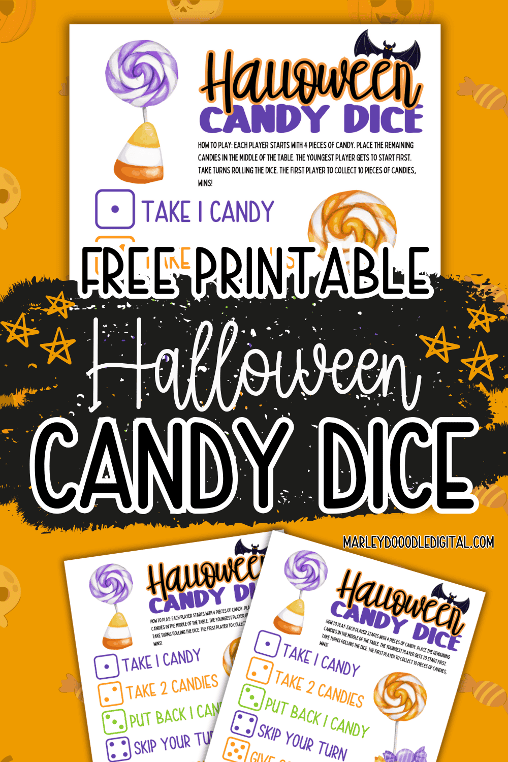 Halloween Candy Dice (Free Printable) - Marley Doodle Digital