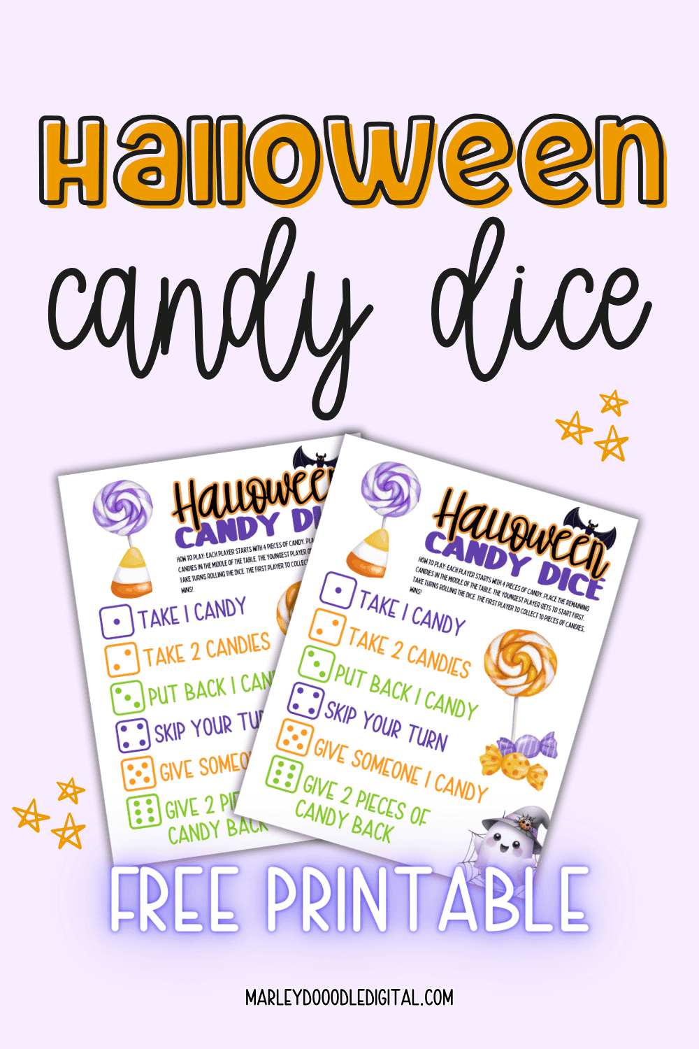 Halloween Candy Dice (Free Printable) - Marley Doodle Digital
