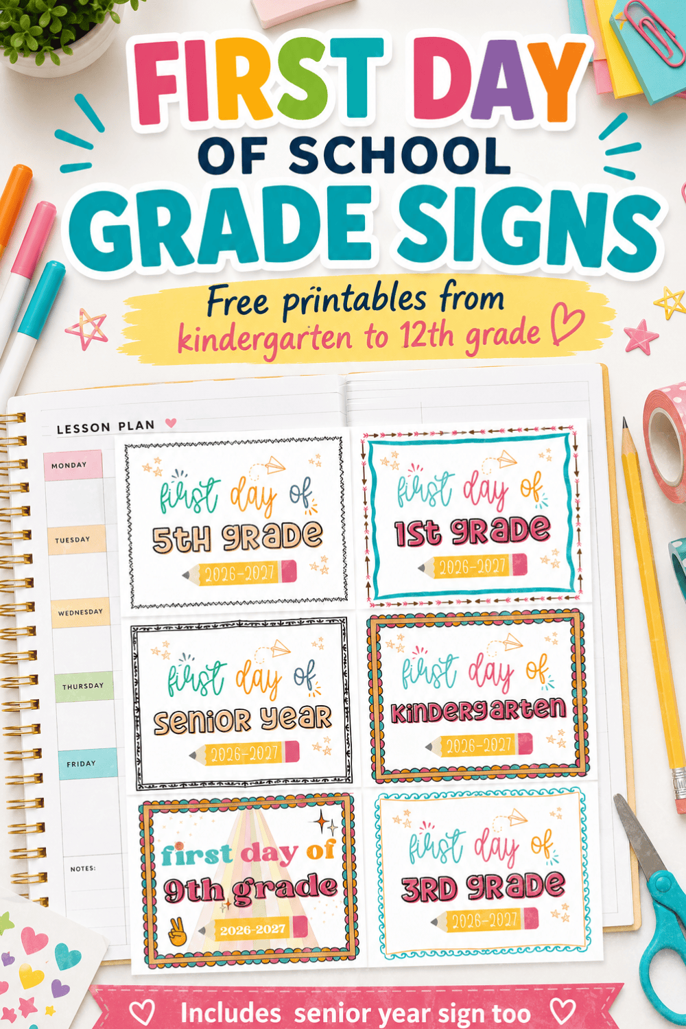 Free Printable First Day of School Signs for 2026-2027 (Plus Last Day ...
