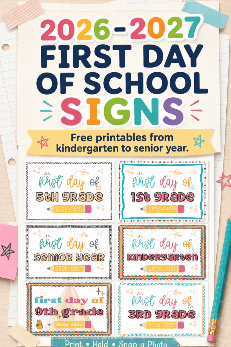 Free Printable First Day of School Signs for 2026-2027 (Plus Last Day ...