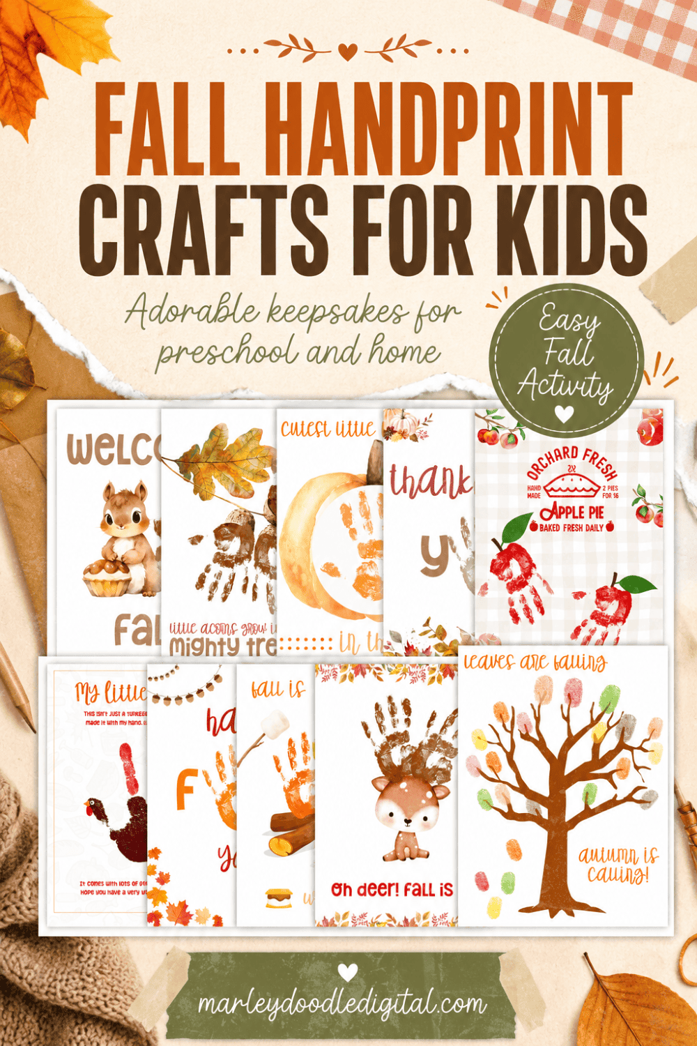 10 Free Fall Handprint Art Crafts for Kids & Toddlers - Marley Doodle ...
