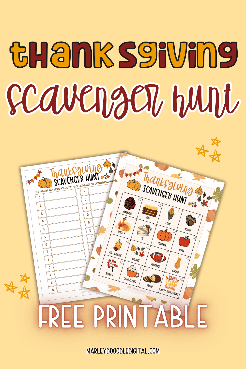 2 Fun and Free Thanksgiving Scavenger Hunt Printables - Marley Doodle ...
