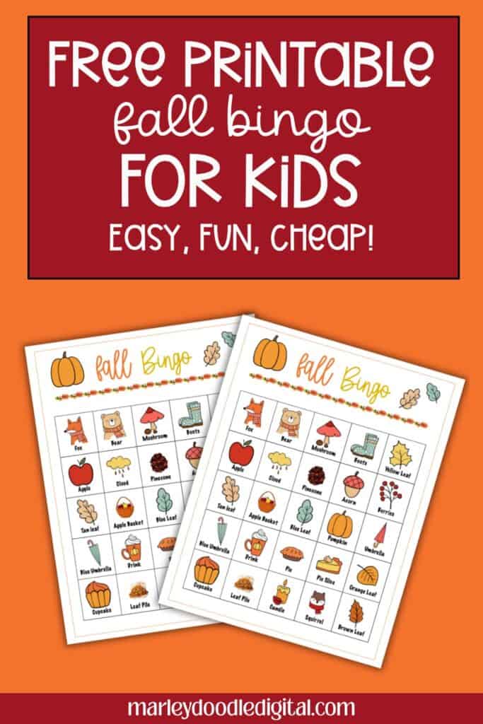 Free fall bingo game with 60 cards for kids and families.