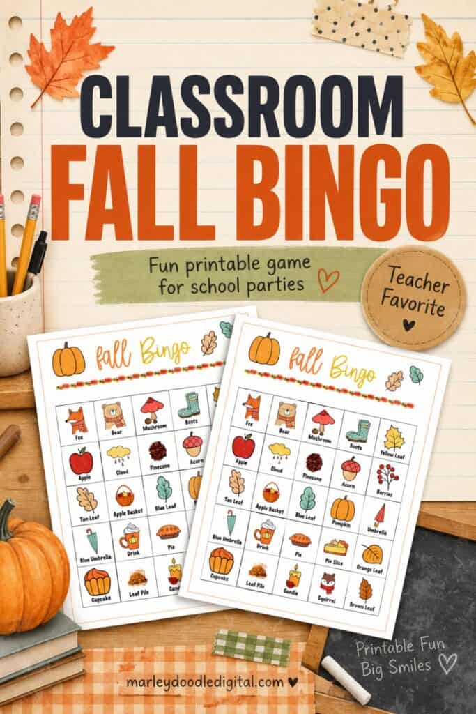Fall bingo cards for the classroom. 