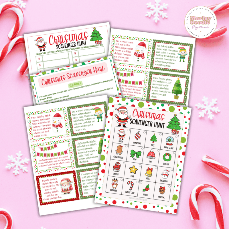 Fun Free Kids Christmas Scavenger Hunt -3 Printable Versions - Marley ...