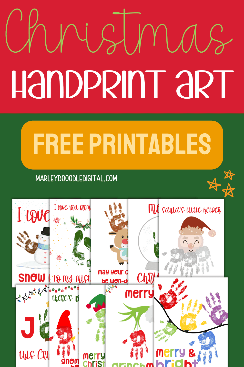 10 Cutest Kids Christmas Handprint Art Printables (Free) - Marley ...
