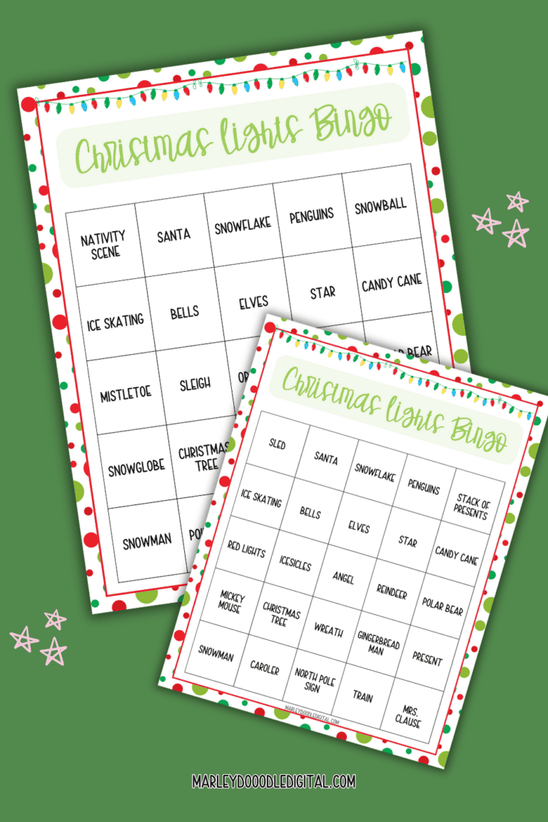 Free Printable Christmas Lights Bingo Scavenger Game - Marley Doodle ...