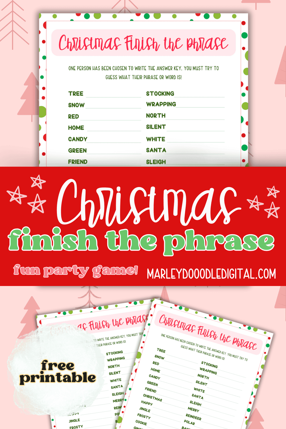 Fun Christmas Finish the Phrase Game (Free Printable ) Marley Doodle