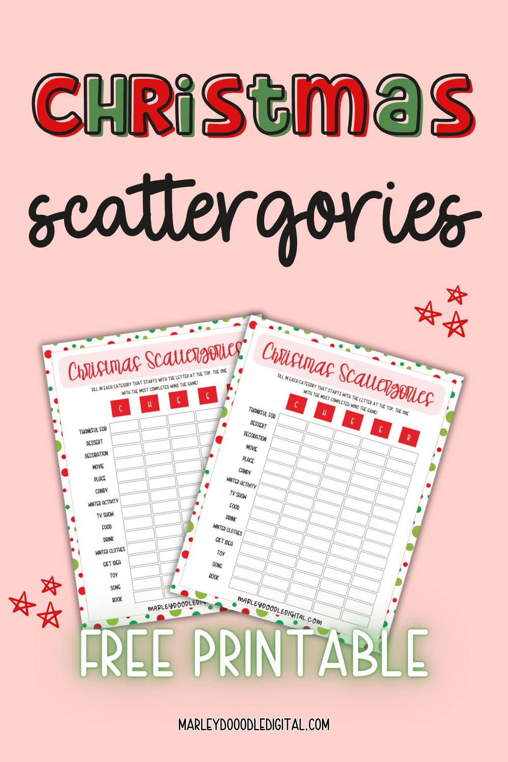 Printable Christmas Scattergories - Kids Christmas Scattergories 