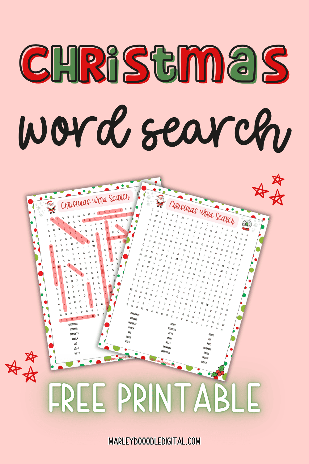 Fun Christmas Word Search Puzzle for Kids (Free Printable) - Marley
