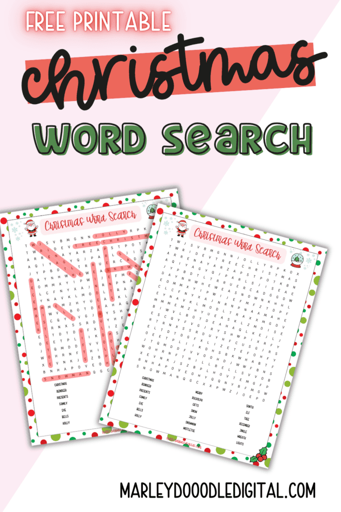 Fun Christmas Word Search Puzzle for Kids (Free Printable) - Marley ...