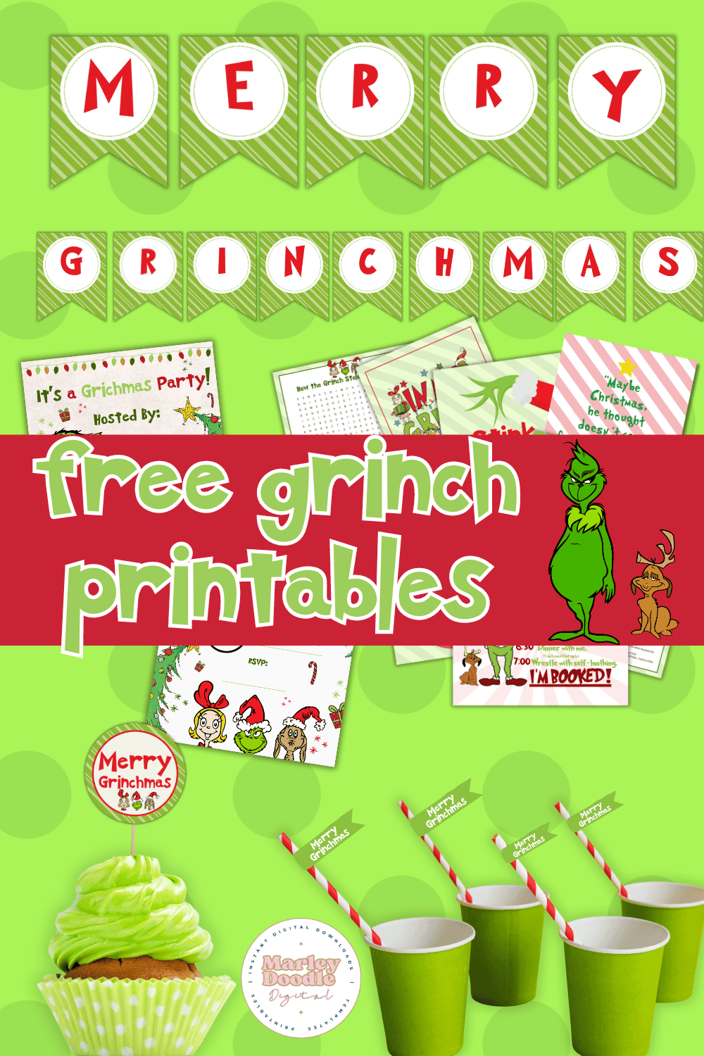 50  Best Free Grinch Party Printables   Coloring Pages Marley Doodle