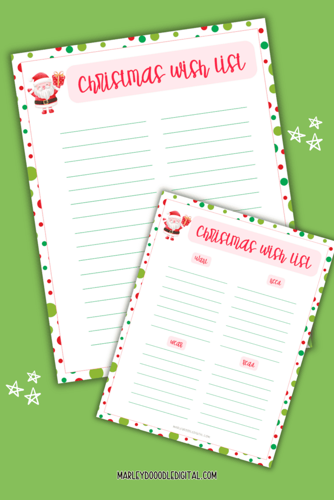 Cute Printable Christmas Wish List for Kids (Free Printable) - Marley ...