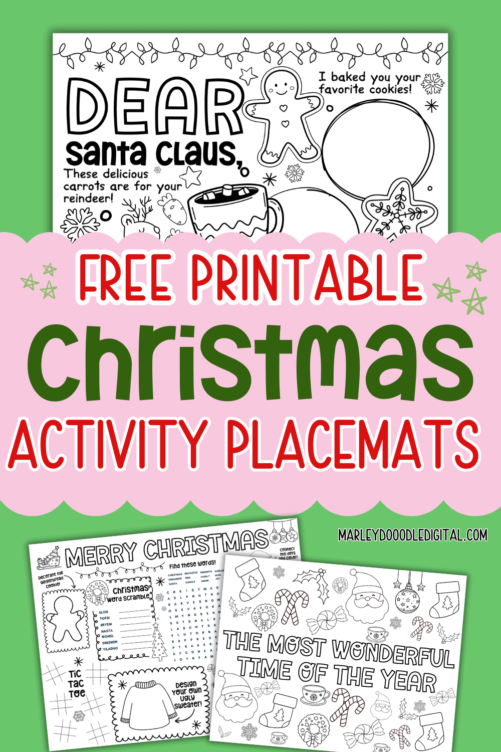 Cute and Free Printable Kids Christmas Activity Placemats Marley