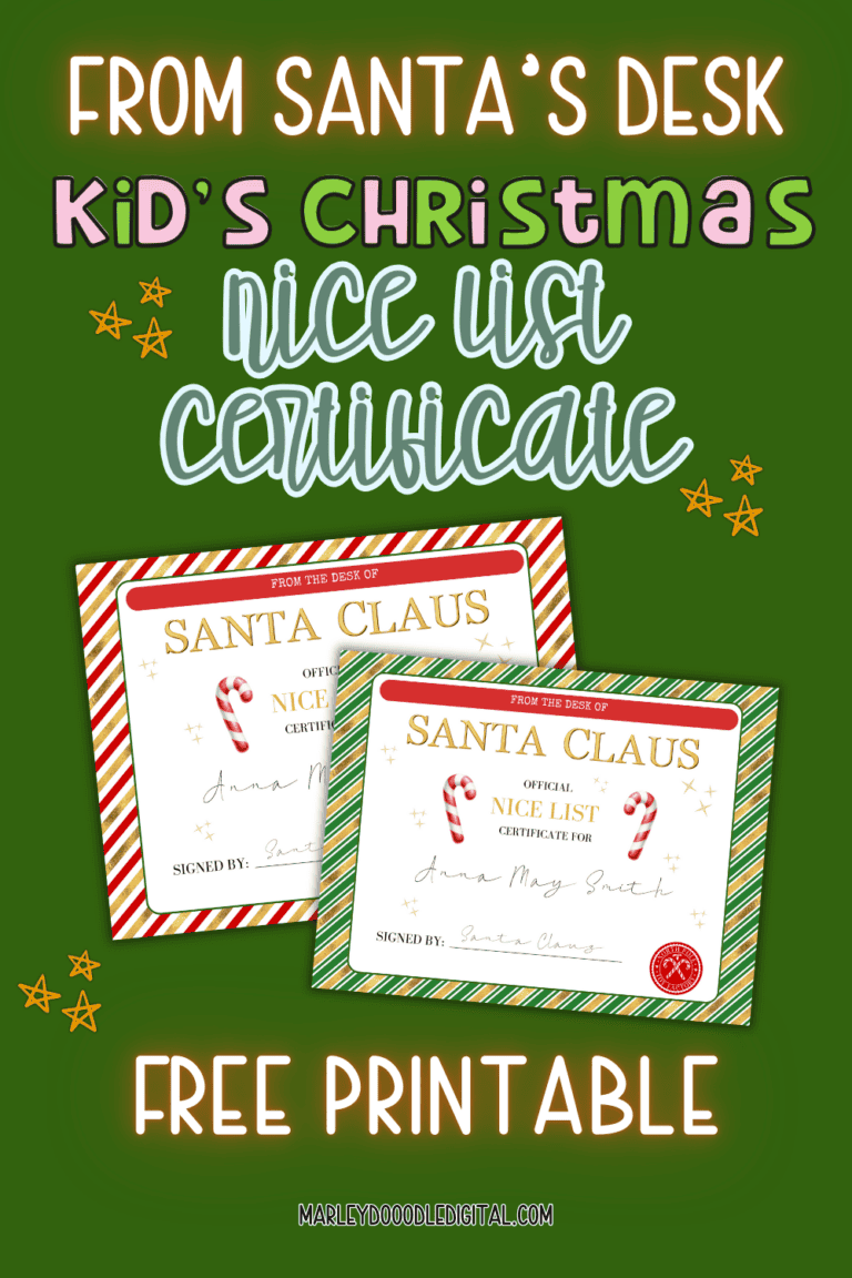 Official Santa Nice List Certificate - Free Printable - Marley Doodle ...
