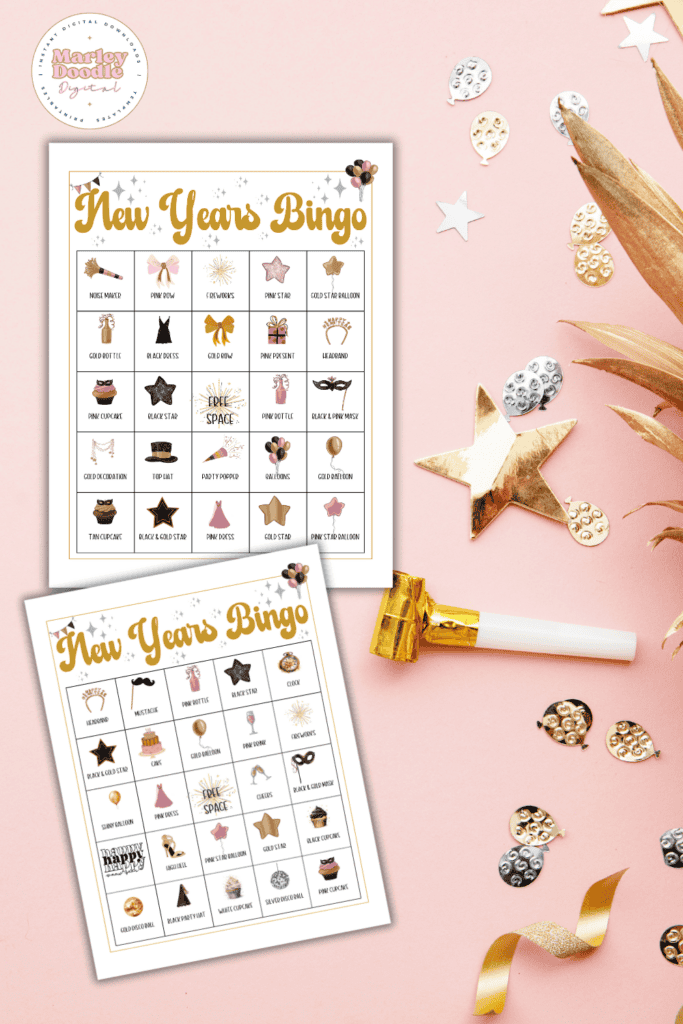Free Printable New Year's Bingo with 60 Unique Cards! - Marley Doodle ...
