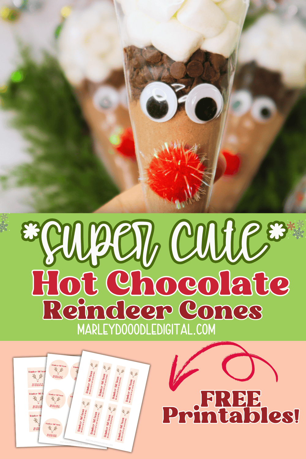 DIY Reindeer Hot Chocolate Cones w/ Printable - Easy Christmas Gift ...