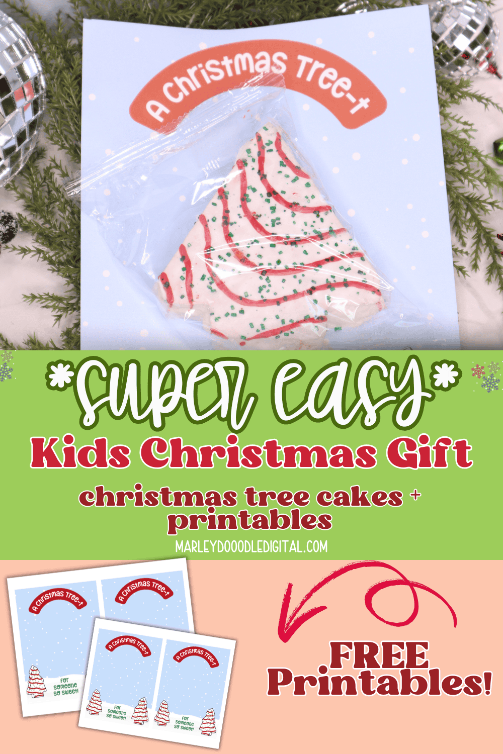 Christmas Tree Cake Printable Cards Easy Gift Idea Marley Doodle