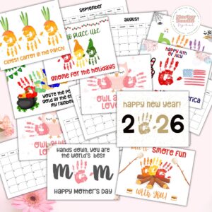 2026 Cute & Free 12 Month Handprint Art Calendar - Marley Doodle Digital