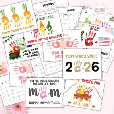 2026 Cute & Free 12 Month Handprint Art Calendar - Marley Doodle Digital