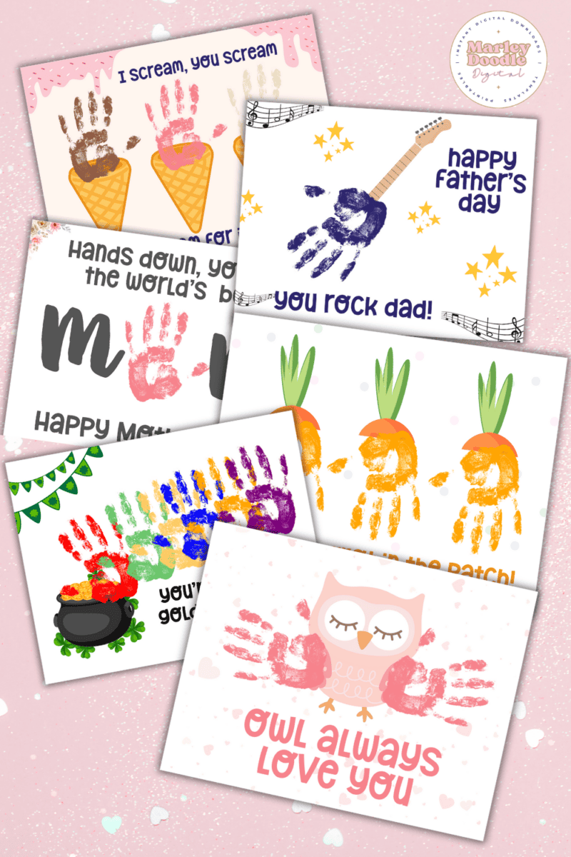 2026 Cute & Free 12 Month Handprint Art Calendar - Marley Doodle Digital