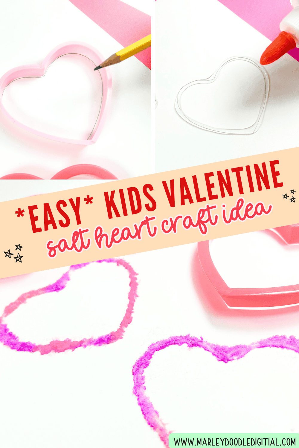 Cute & Fun Salt Painted Hearts (Easy Valentine Craft) - Marley Doodle ...
