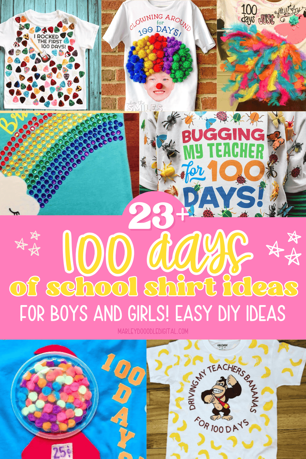 27 Fun DIY 100 Days of School Shirt Ideas Marley Doodle Digital