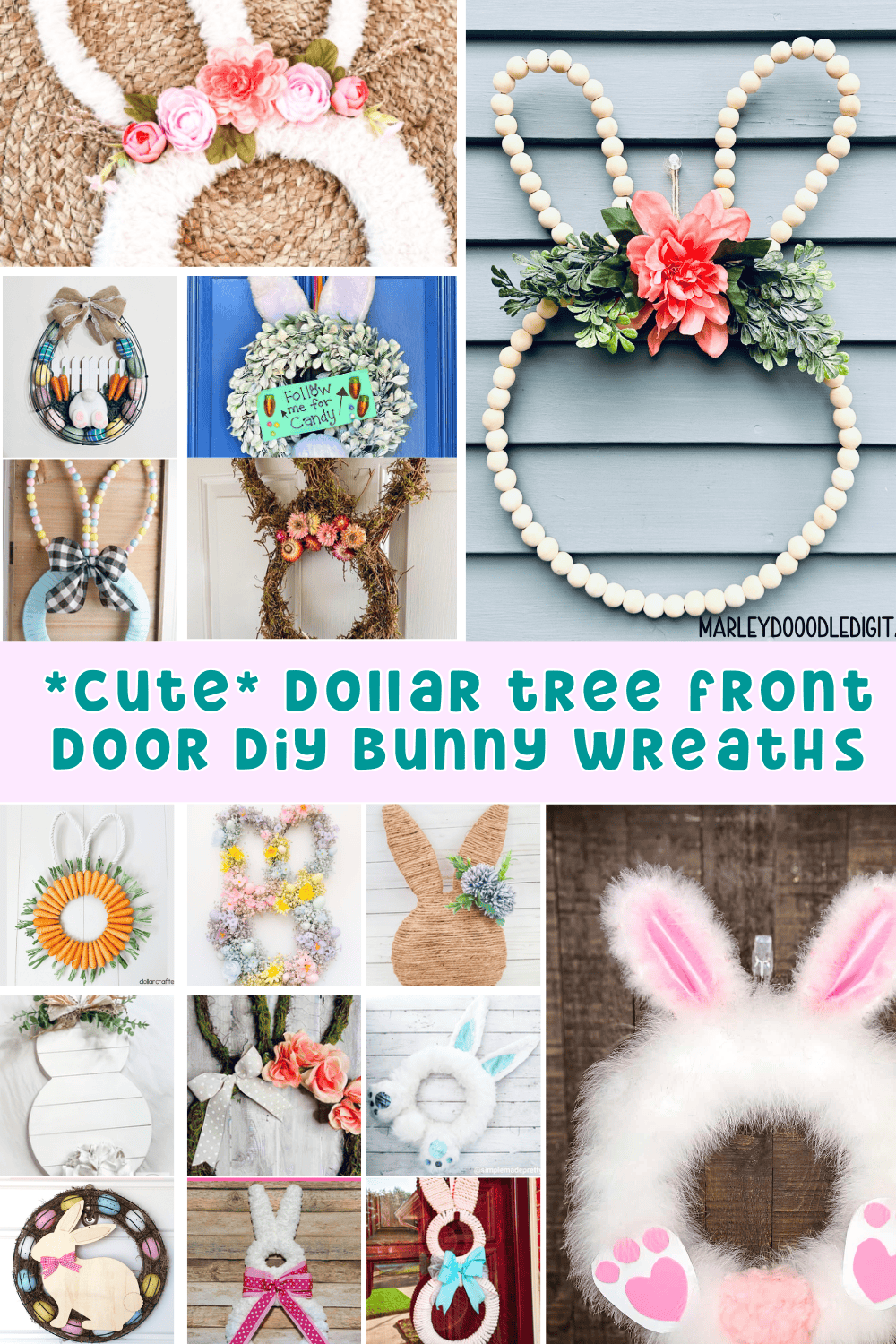 21 Dollar Tree Bunny Wreath Ideas That are Cute, Cheap, & Easy ...