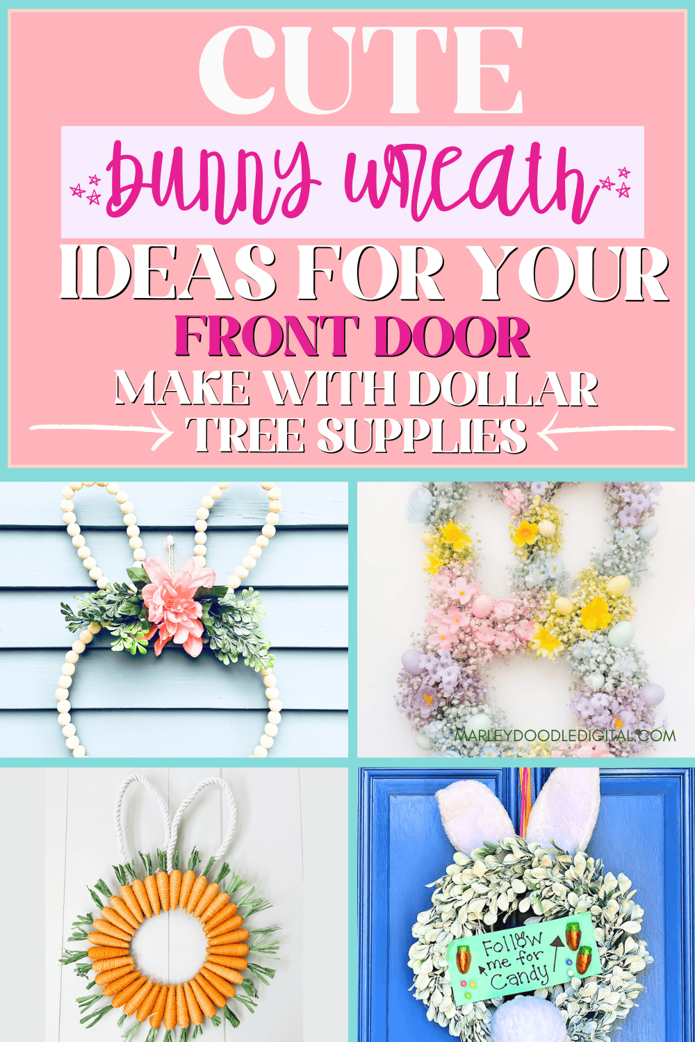 21 Dollar Tree Bunny Wreath Ideas That are Cute, Cheap, & Easy ...