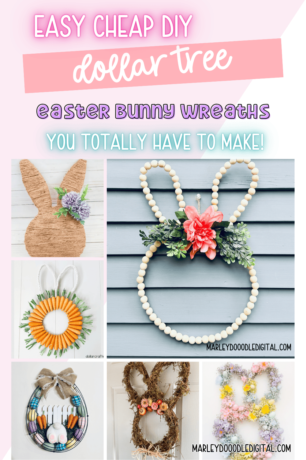 21 Dollar Tree Bunny Wreath Ideas That are Cute, Cheap, & Easy ...