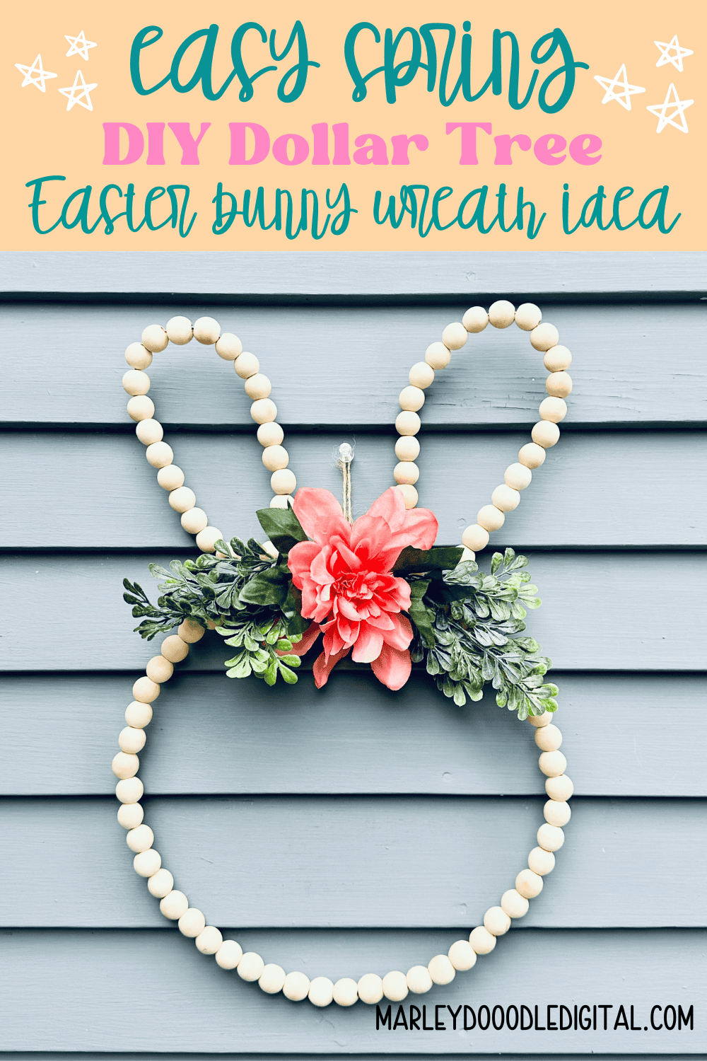 Easy DIY Dollar Tree Beaded Bunny Wreath - Marley Doodle Digital