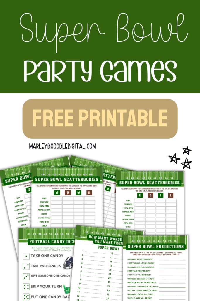 Super Bowl Party Game Bundle (Free Printables) - Marley Doodle Digital