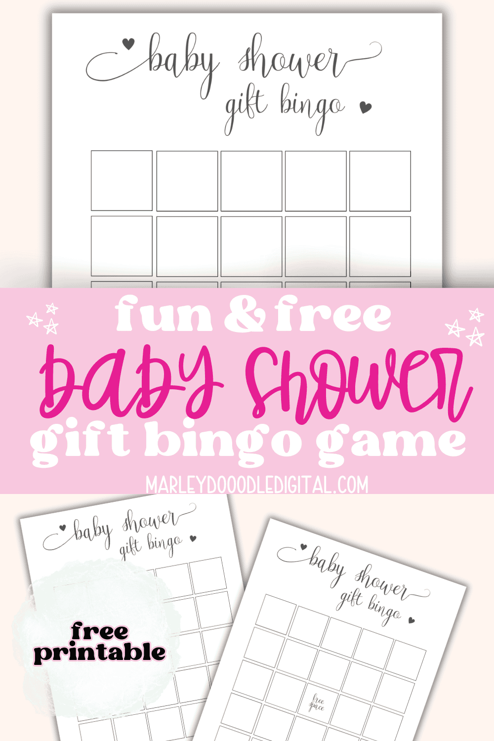 Free Printable Baby Shower Gift Bingo Game - Marley Doodle Digital
