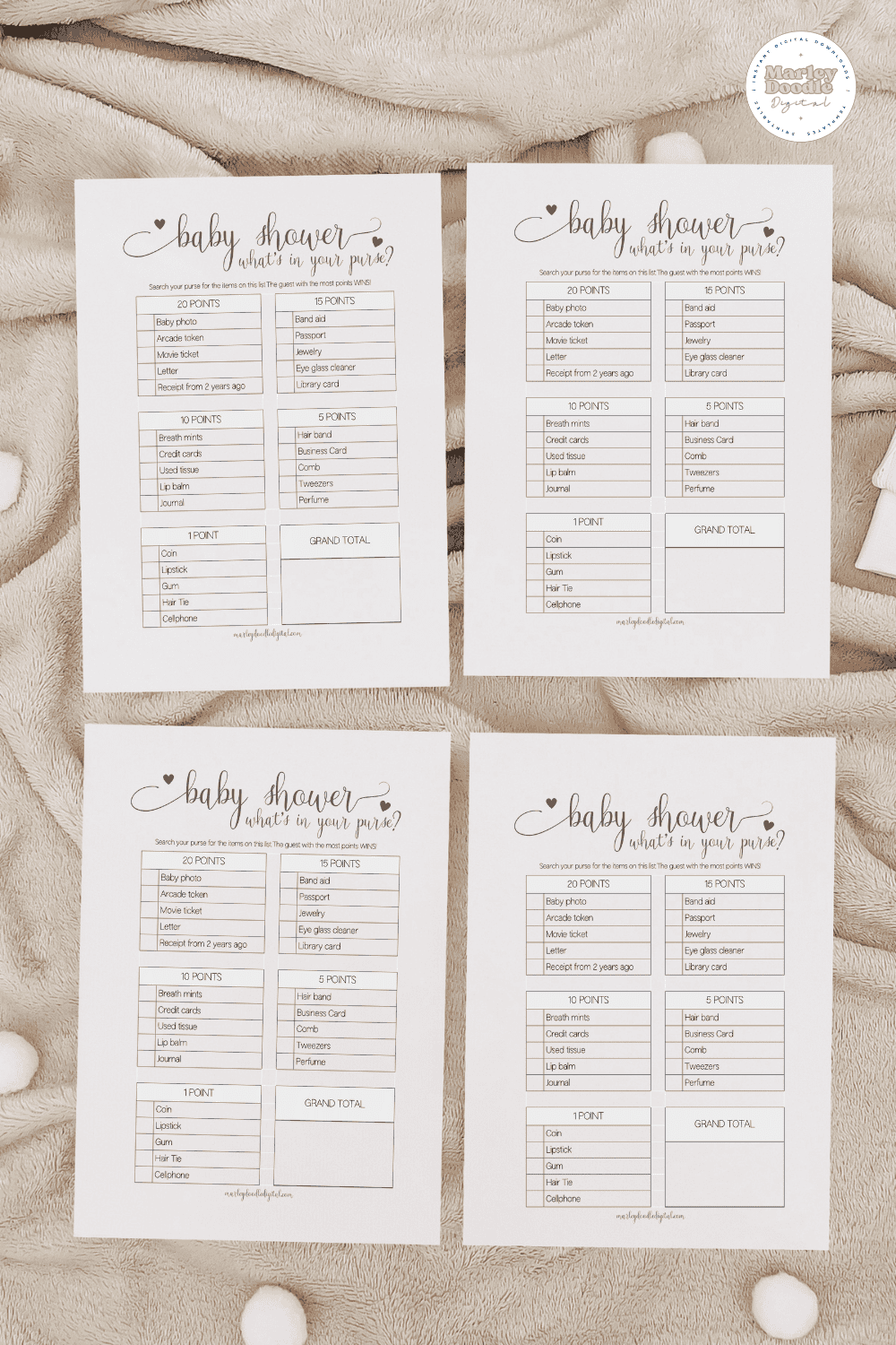 Free Printable What's in Your Purse Game for Baby Showers - Marley ...