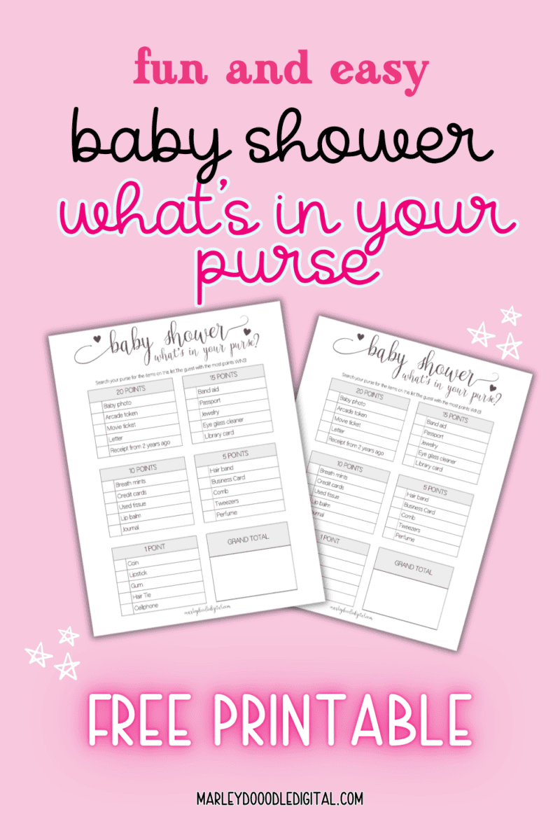 Free Printable What's in Your Purse Game for Baby Showers - Marley ...