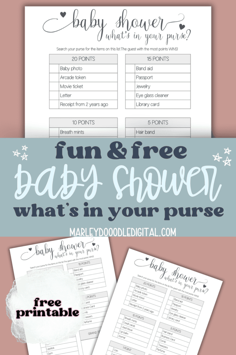 Free Printable What's in Your Purse Game for Baby Showers - Marley ...