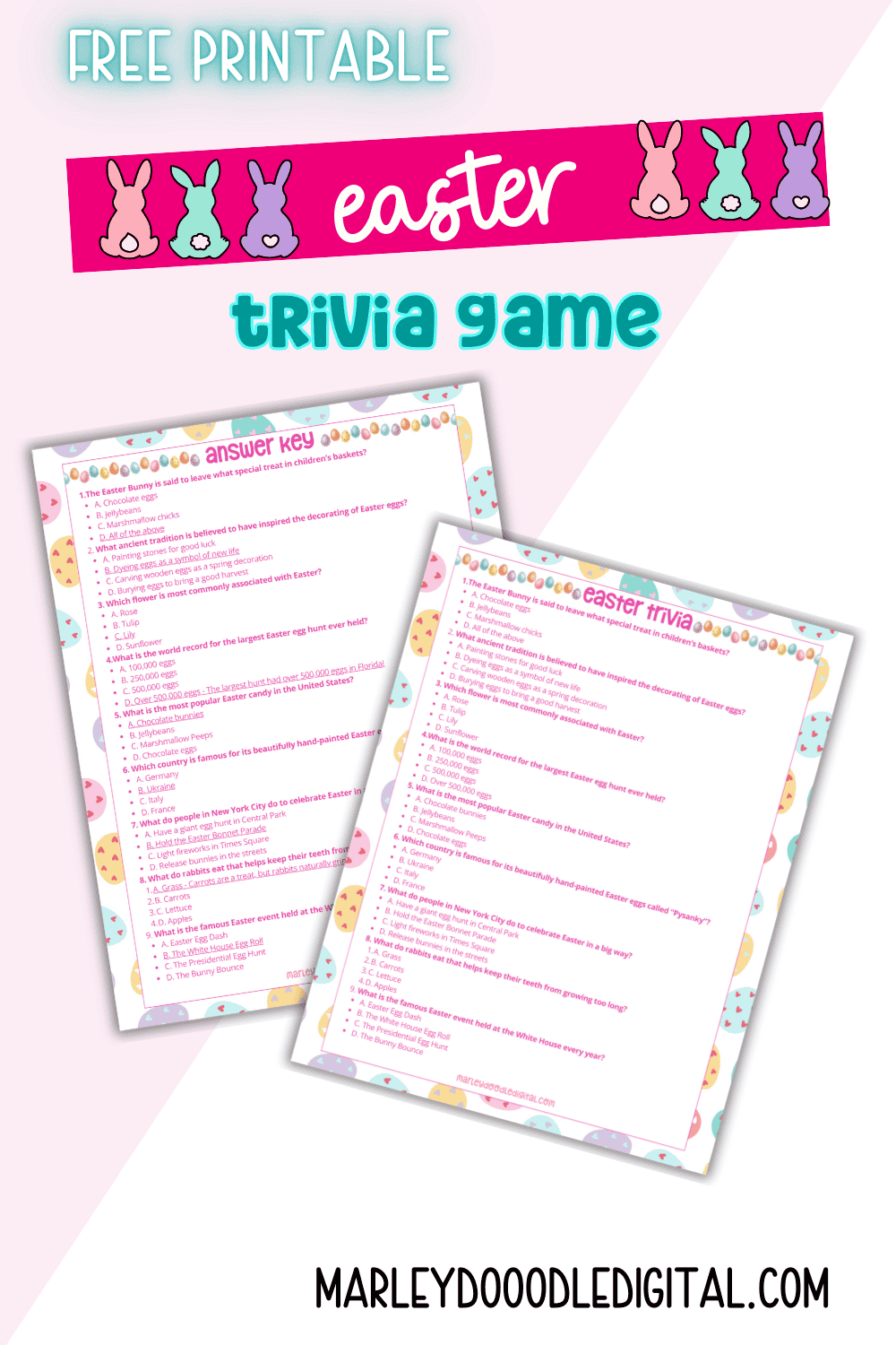 Free Printable Easter Trivia Questions (and answers ) Marley Doodle