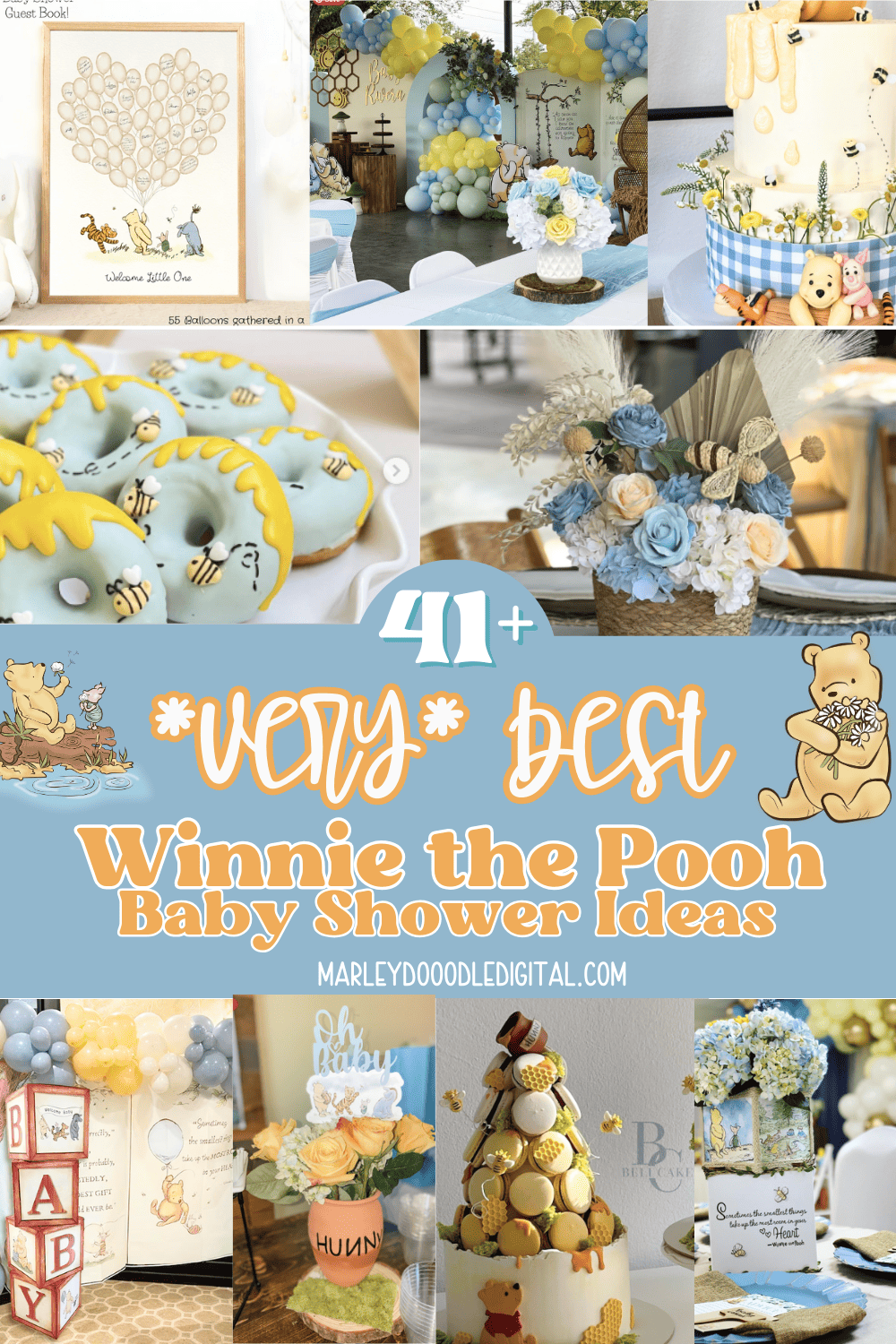 43+ Totally Cute Winnie the Pooh Baby Shower Ideas - Marley Doodle Digital