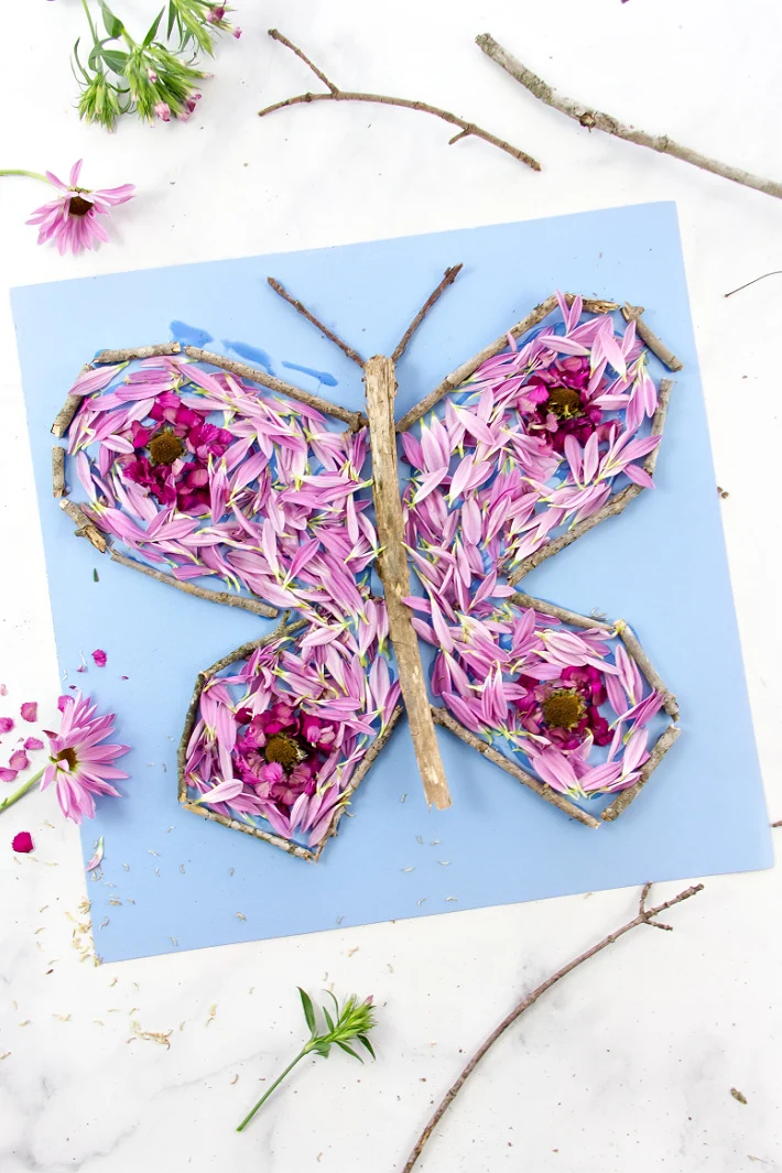 Butterfly Collage Craft Made with Materials From Nature