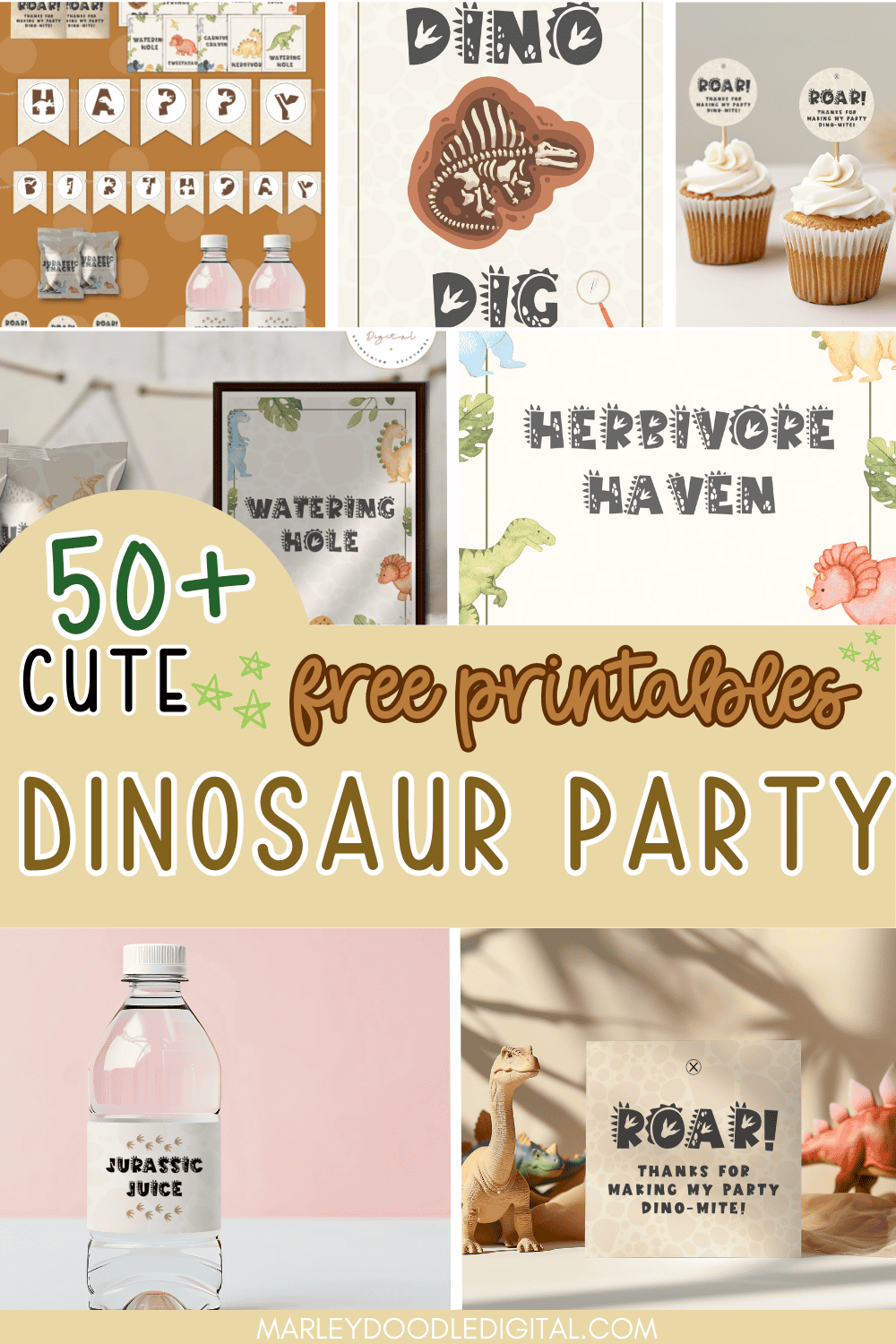 Free Dinosaur Birthday Party Printables - Marley Doodle Digital