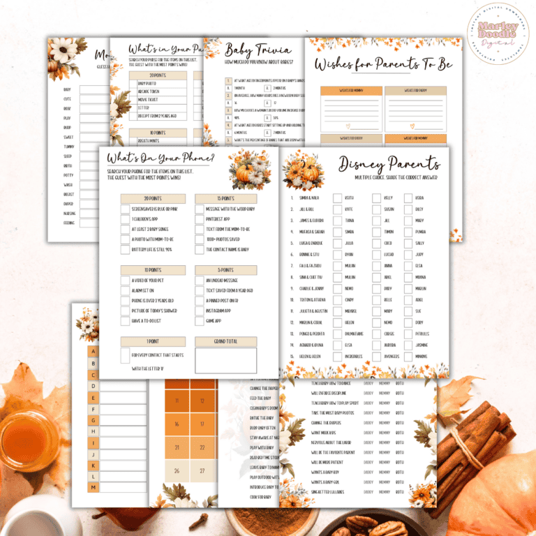 23+ Free Printable Fall Themed Baby Shower Games