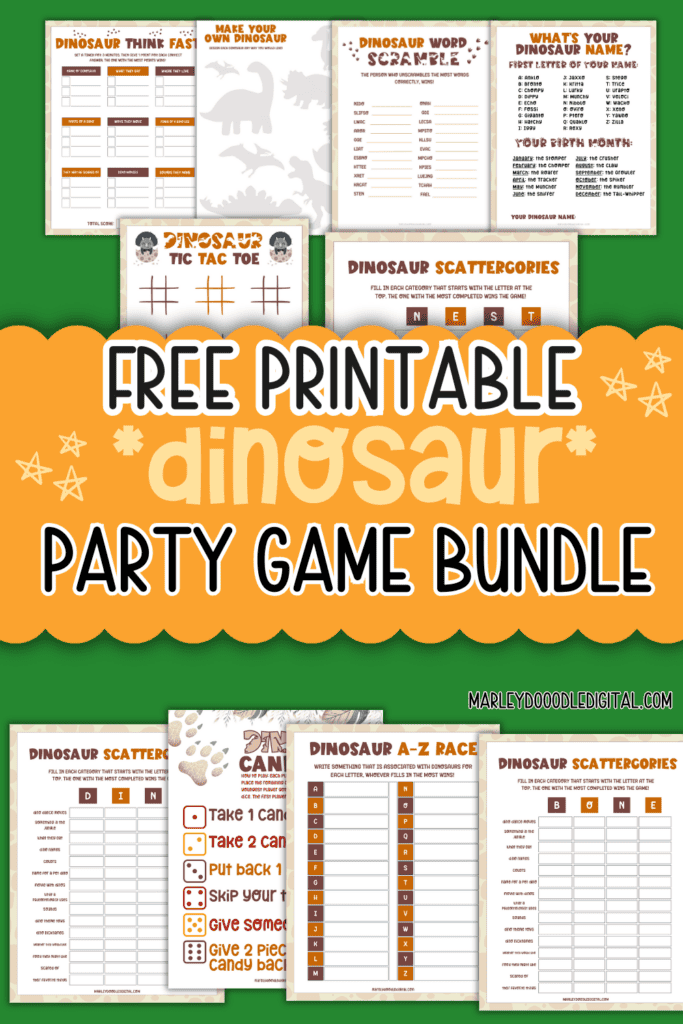 Dinosaur Party Game Bundle (12 Free Printables!) - Marley Doodle Digital